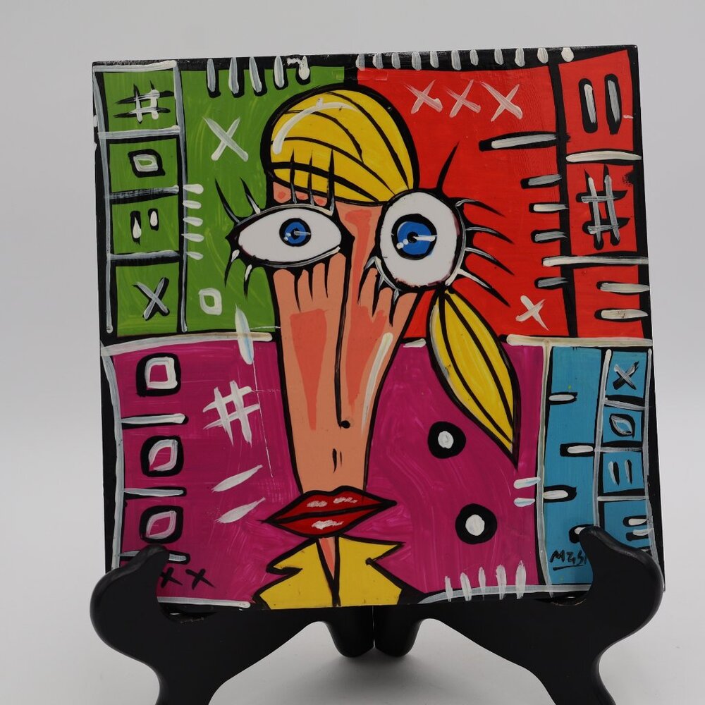 Pair of RARE Signed Original Argentinian Artist Mauro Masi Hand Painted Tiles - Picture 7 of 8